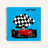 赤旗付きレース市松模様にカー ノートブック (正面)