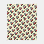 赤旗付きレース市松模様にカー フリースブランケット (正面)