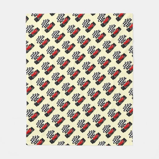赤旗付きレース市松模様にカー フリースブランケット (正面)