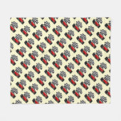 赤旗付きレース市松模様にカー フリースブランケット (正面(横))