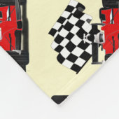 赤旗付きレース市松模様にカー フリースブランケット (角)