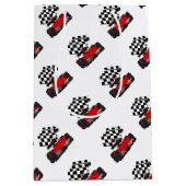 赤旗付きレース市松模様にカー ミディアムペーパーバッグ (正面)