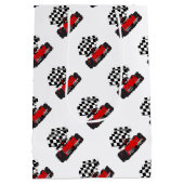 赤旗付きレース市松模様にカー ミディアムペーパーバッグ (裏面)