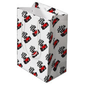 赤旗付きレース市松模様にカー ミディアムペーパーバッグ (裏面アングル)