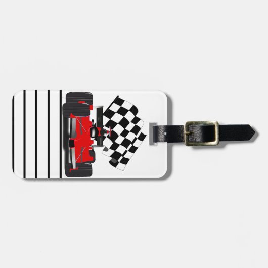 赤旗付きレース市松模様にカー ラゲッジタグ (正面横)