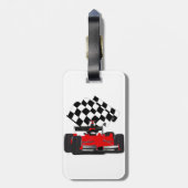 赤旗付きレース市松模様にカー ラゲッジタグ (裏面縦)