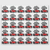 赤旗付きレース市松模様にカー ラッピングペーパー (フラット)