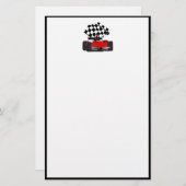 赤旗付きレース市松模様にカー 便箋 (正面/裏面)