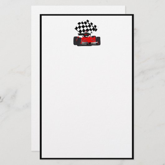 赤旗付きレース市松模様にカー 便箋 (正面/裏面)