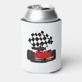 赤旗付きレース市松模様にカー 缶クーラー