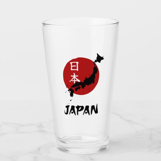 赤日の飾り付き日本地図 タンブラーグラス (正面)
