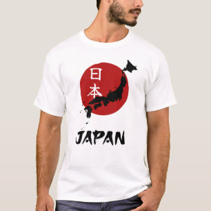 赤日の飾り付き日本地図 Tシャツ