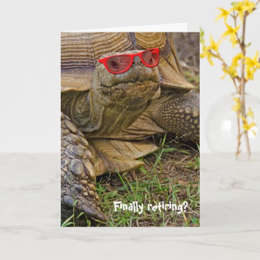 赤日めがねの老老亀 カード (黄色い花)