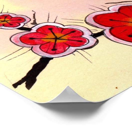 赤日本のさくらんぼ ポスター (角)