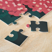 赤日本のとピンクの花が咲く神社 ジグソーパズル (側面)