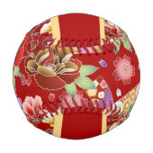 赤日本のフローラプリント 野球ボール (裏面)