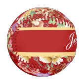 赤日本のフローラプリント 野球ボール (正面左)