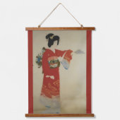 赤日本のヴィンテージ 吊り下げ型タペストリー (正面)