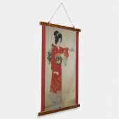 赤日本のヴィンテージ 吊り下げ型タペストリー (傾斜あり)