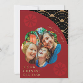 赤日本の中国のと黒の月年賀状 シーズンカード