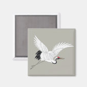 赤日本の冠クレーンファインアート マグネット (正面/裏面)