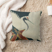 赤日本の冠クレーンヴィンテージファインアート クッション (ブランケット)