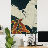 赤日本の冠クレーンヴィンテージファインアート ポスター (ホームオフィス)