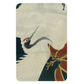 赤日本の冠クレーンヴィンテージファインアート マグネット (縦)