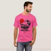 赤日本の日レトロ女よ男性へとの海 Tシャツ (正面フル)