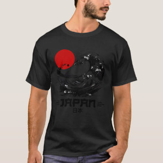 赤日本の日レトロ女よ男性へとの海 Tシャツ