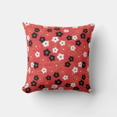 赤日本の桜さくらんぼ花 クッション (正面)