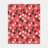 赤日本の桜さくらんぼ花 フリースブランケット (正面)