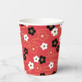 赤日本の桜さくらんぼ花 紙コップ (正面)