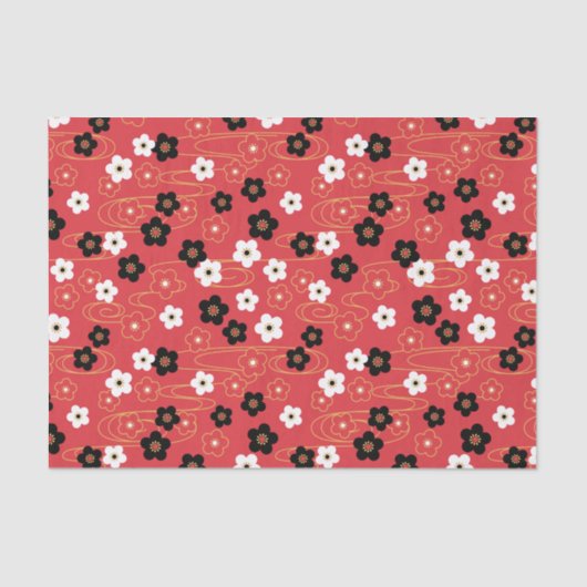 赤日本の桜さくらんぼ花 薄葉紙 (正面)