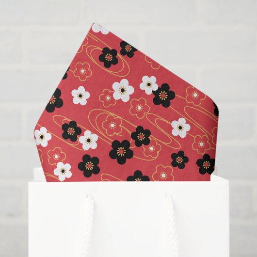 赤日本の桜さくらんぼ花 薄葉紙 (ギフトバッグ)