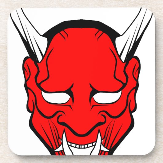 赤日本の般若面 コースター (正面)