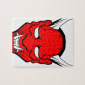 赤日本の般若面 ジグソーパズル (横)