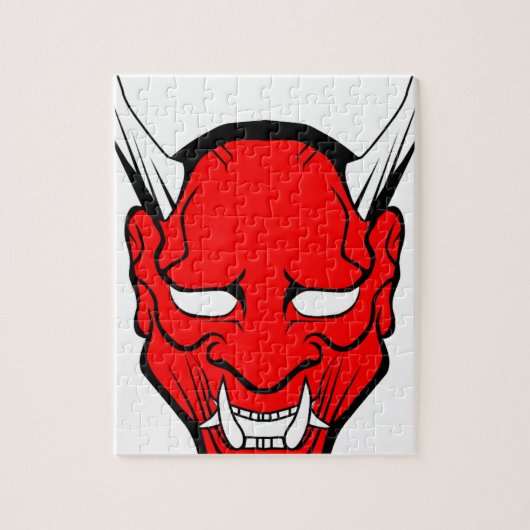 赤日本の般若面 ジグソーパズル (縦)