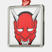 赤日本の般若面 メタルオーナメント (左)