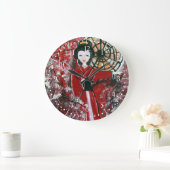 赤日本の装の芸者日本のは ラージ壁時計 (ホーム)