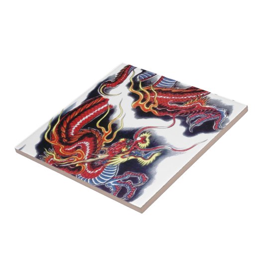 赤日本の龍 タイル (側面)