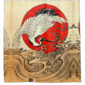 赤日、ク日本のレ飛んでいるーンと波 シャワーカーテン (正面)