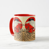 赤日、ク日本のレ飛んでいるーンと波 マグカップ (正面左)