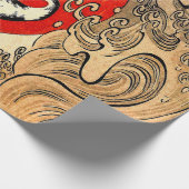 赤日、ク日本のレ飛んでいるーンと波 ラッピングペーパー (角)