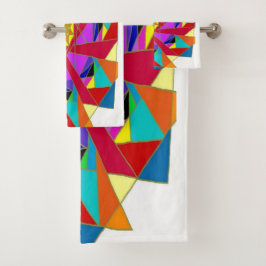 赤明るい赤紫色オレンジイエローグリーンブルーバイオレット バスタオルセット