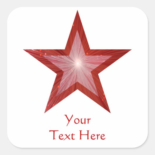 赤星「Your Text」の四角いステッカー白 スクエアシール (正面)