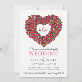 赤春チューリップスケッチ結婚ハートの写真 招待状