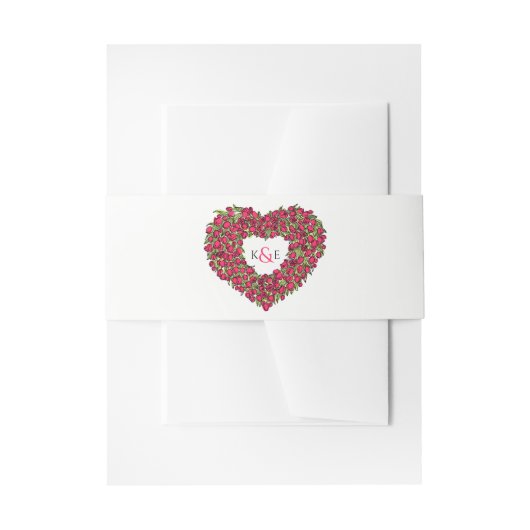 赤春チューリップスケッチ結婚ハート 招待状ベリーバンド (正面例)