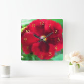 赤春絵を描花時計 スクエア壁時計 (ホーム)