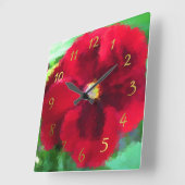 赤春絵を描花時計 スクエア壁時計 (傾斜)